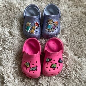 CROCS Pink and Purple Sandals with Character Charms